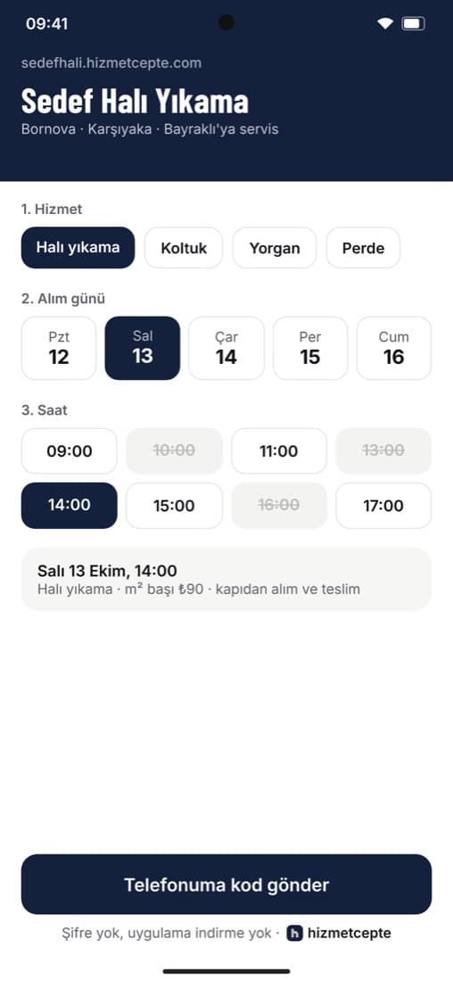 Müşteri uygulama indirmeden randevu alıyor